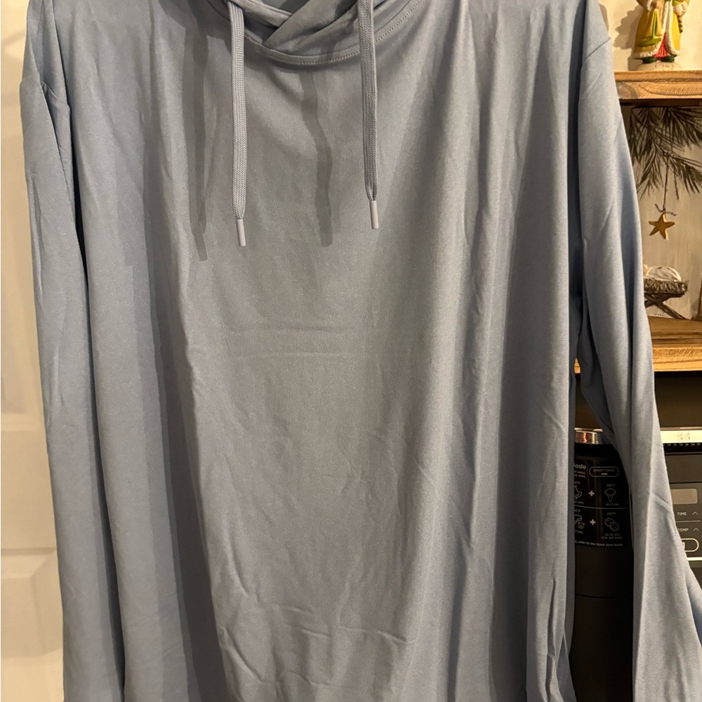 Light Blue Long Sleeve Burlebo Performance Hoodie size large - NWT